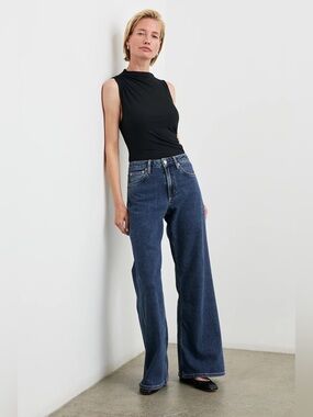 NWT women’s Rails Angeleno pebble blue Wide-Leg Denim Jeans in Dark Blue size 32